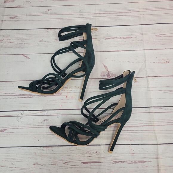 So Me Dark Green Strappy 4in Stiletto High Heels Size 6 - Picture 4 of 8